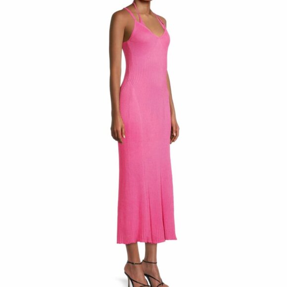 Hansen & Gretel Dress Belinda Pink Fuschia Knit Strap Midi Halter Long Straps XS - Picture 2 of 14